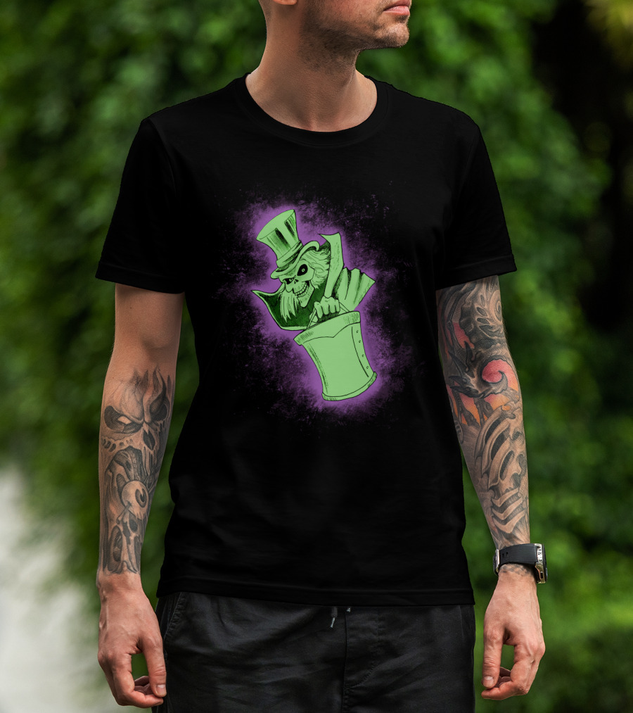 Hatbox Ghost Spooky Green Glow T-Shirt