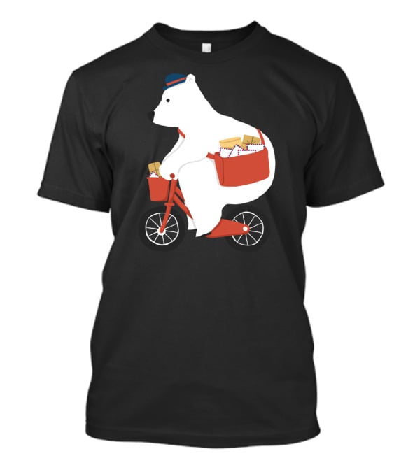 Hey Mr Postman Polar Bear Bicycle Mail Delivery T-Shirt