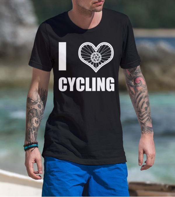 I Love Cycling Bicycle Wheel Heart T-Shirt