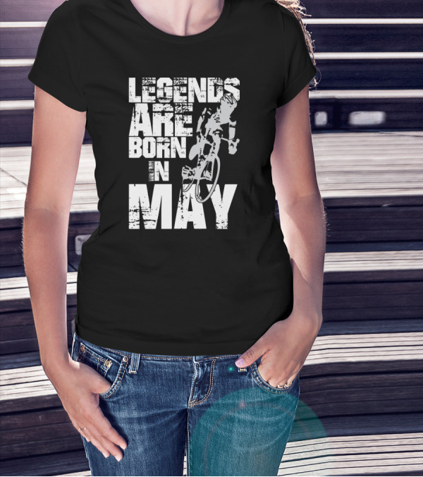 Legends Are Born In May Cycling Vintage Style Mountain Bike Enthusiasts T-Shirt