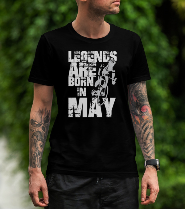 Legends Are Born In May Cycling Vintage Style Mountain Bike Enthusiasts T-Shirt