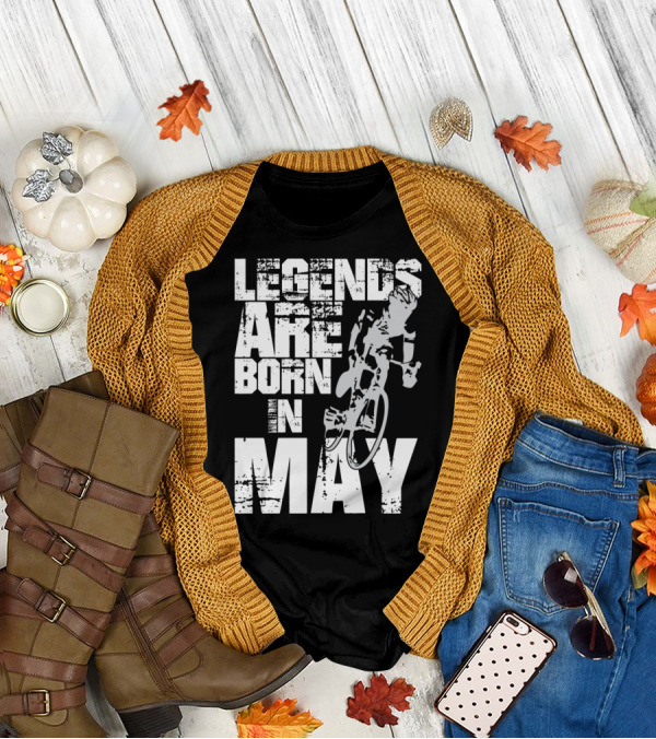 Legends Are Born In May Cycling Vintage Style Mountain Bike Enthusiasts T-Shirt