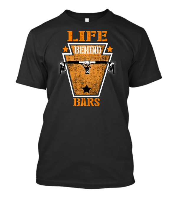 Life Behind Bars Cycling Biking Handlebar Graphic Star Emblem T-Shirt