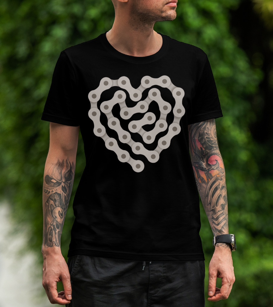 Love Biking Heart Chain T-Shirt