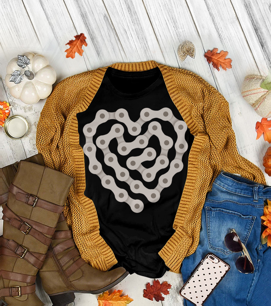 Love Biking Heart Chain T-Shirt