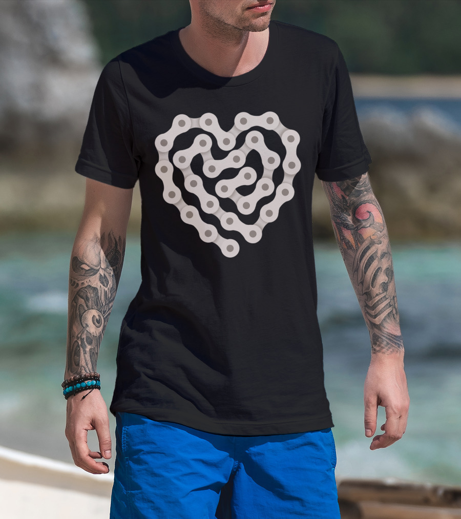 Love Biking Heart Chain T-Shirt