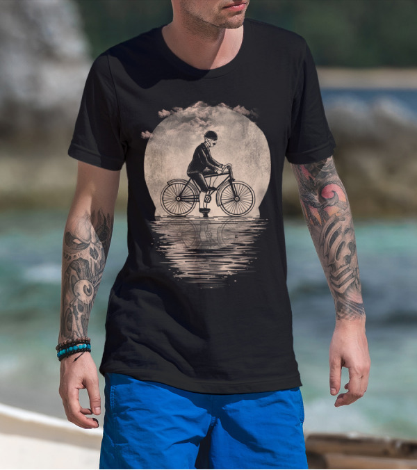 Live To Ride Cloudy Reflection Vintage Cyclist T-Shirt