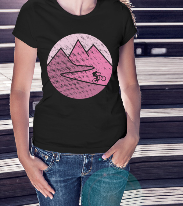 Mountain Bike Cycling Scenic Adventure In Pink Mountains T-Shirt