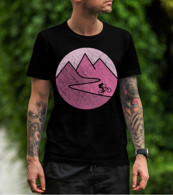 Mountain Bike Cycling Scenic Adventure In Pink Mountains T-Shirt