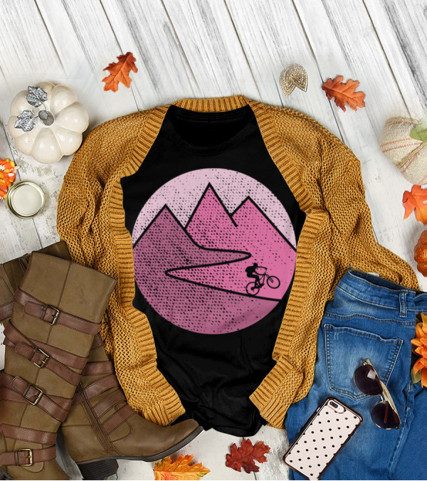 Mountain Bike Cycling Scenic Adventure In Pink Mountains T-Shirt