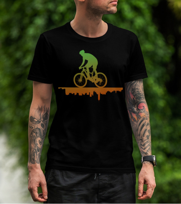 MTB Free Your Mind Cyclist Urban Skyline Gradient T-Shirt