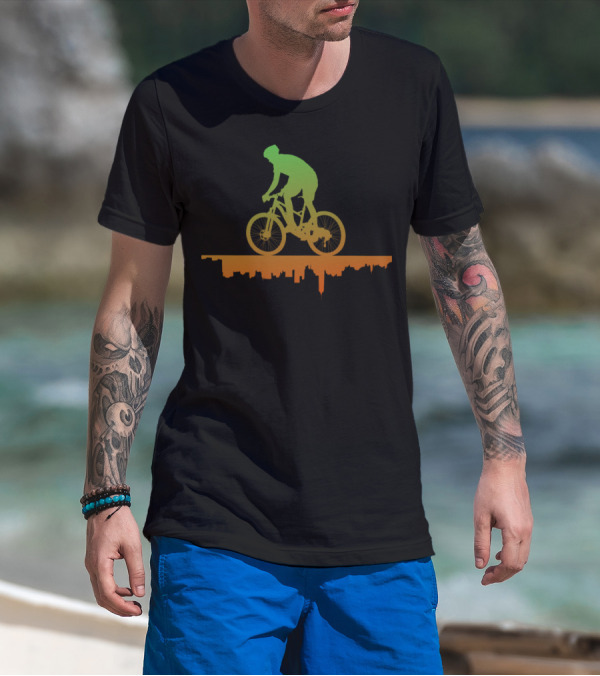 MTB Free Your Mind Cyclist Urban Skyline Gradient T-Shirt