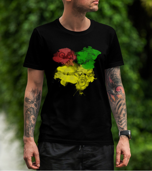 MTB Rasta Red Green Yellow Mountain Biking T-Shirt