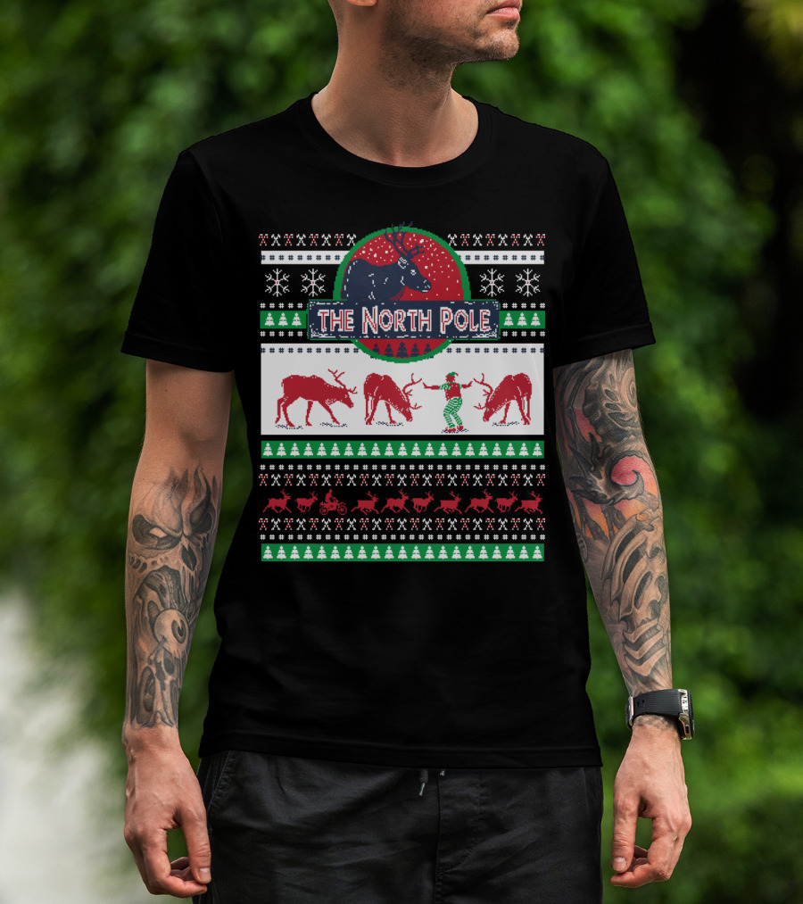 The North Pole Reindeer Ugly Christmas T-Shirt