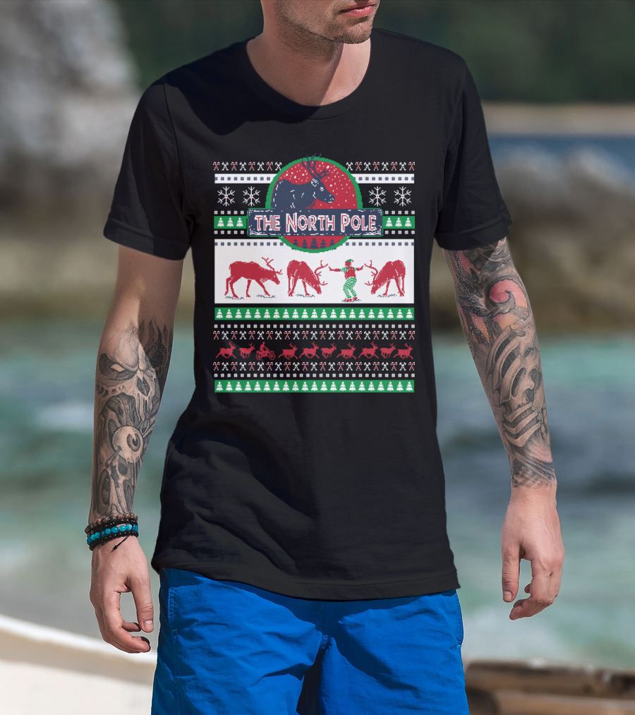 The North Pole Reindeer Ugly Christmas T-Shirt