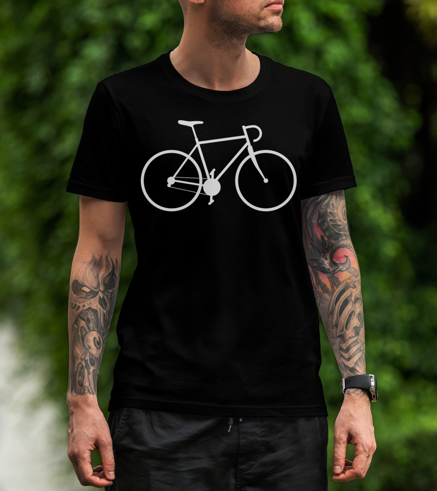 Racing Bike White Simple Bicycle Outline T-Shirt