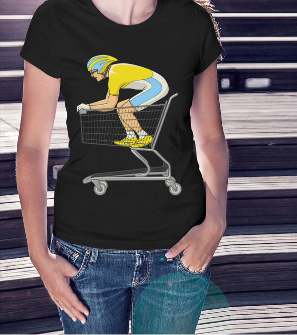 Retail Racer Cyclist In Shopping Cart T-Shirt