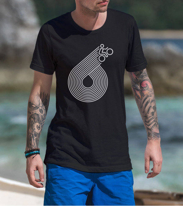 Retro Cycling Lines Geometric Rider Loop T-Shirt