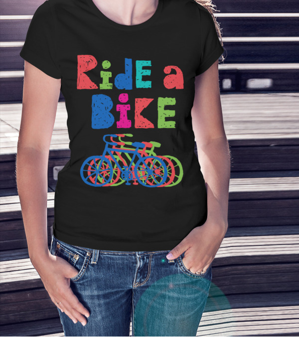 Ride A Bike Sketchy Colorful Layered Bicycles T-Shirt