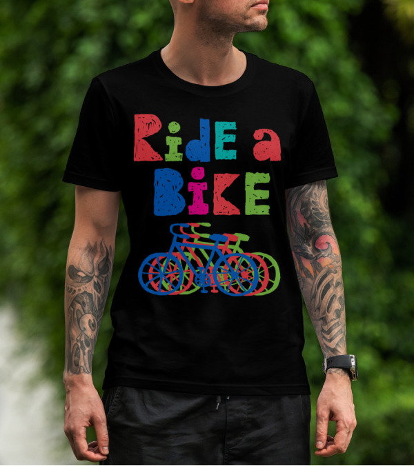 Ride A Bike Sketchy Colorful Layered Bicycles T-Shirt