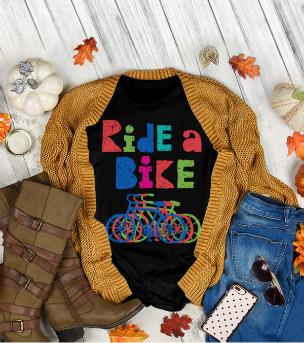 Ride A Bike Sketchy Colorful Layered Bicycles T-Shirt