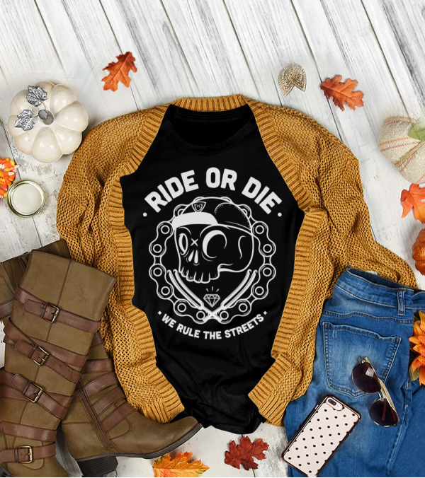 Ride Or Die Skull With Cap And Chain We Rule The Streets Diamond T-Shirt