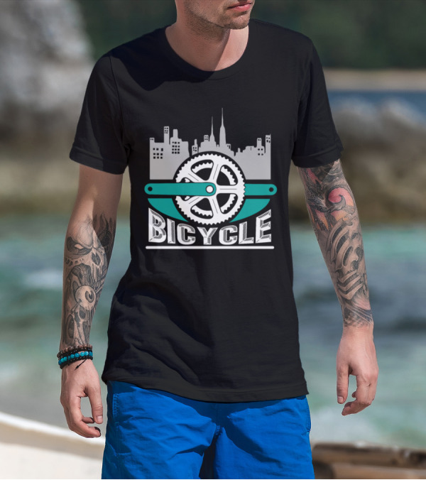 Skyline City Bicycle Chain Bike Idea T-Shirt