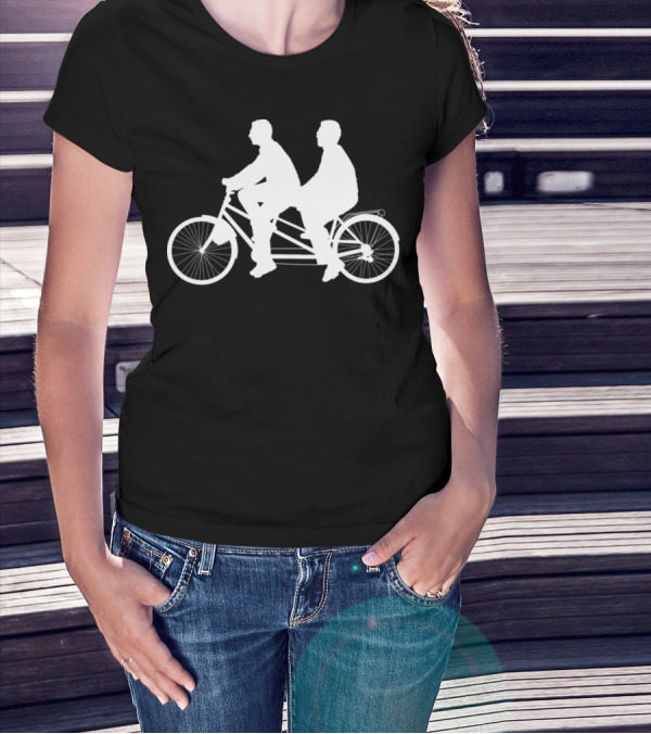 Tandem Bicycle Bike Cyclist Riding Together T-Shirt