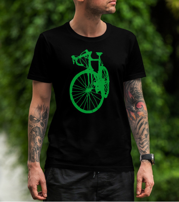 Vintage Rustic Racing Bike In Green T-Shirt