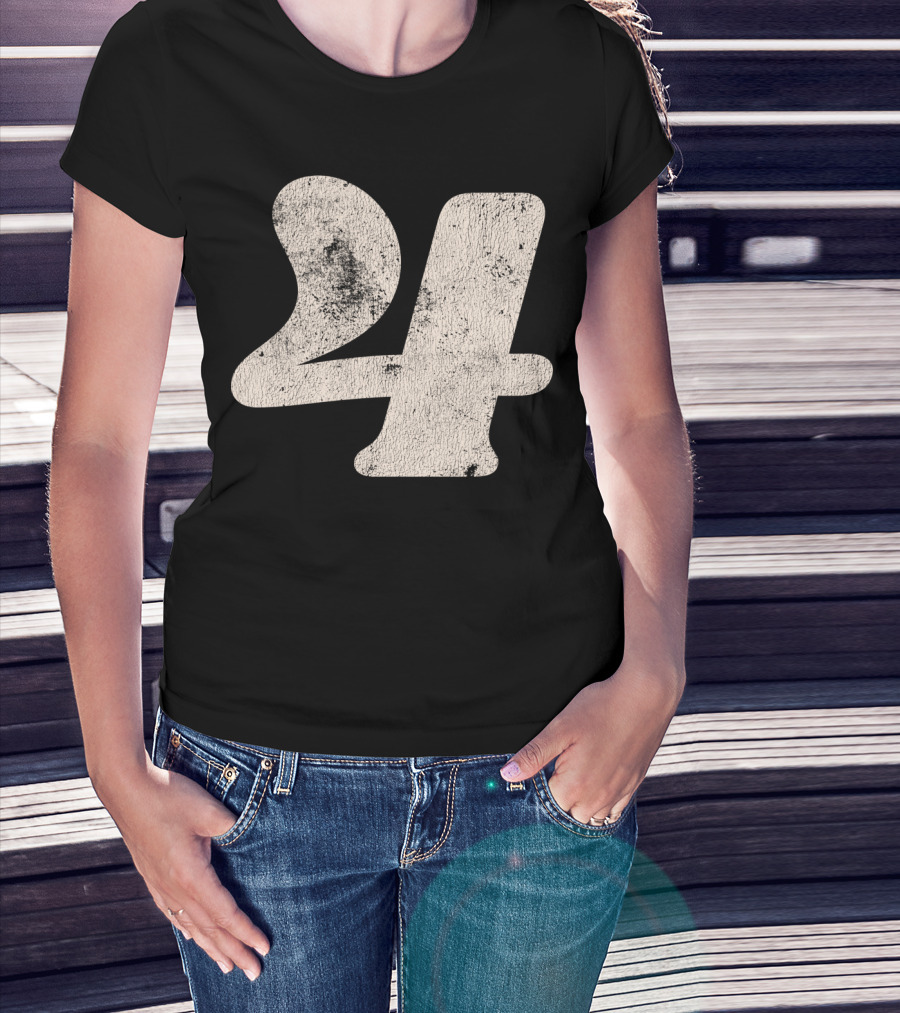 Vintagestyle Textured 24 Number Four T-Shirt