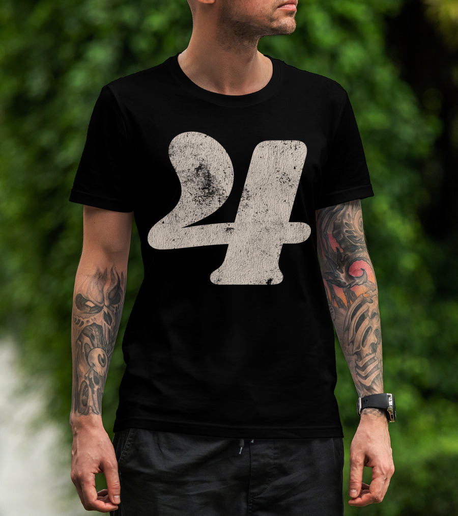 Vintagestyle Textured 24 Number Four T-Shirt