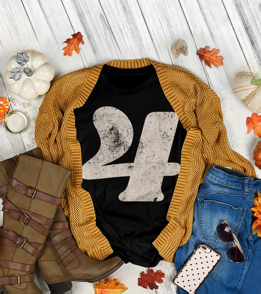 Vintagestyle Textured 24 Number Four T-Shirt