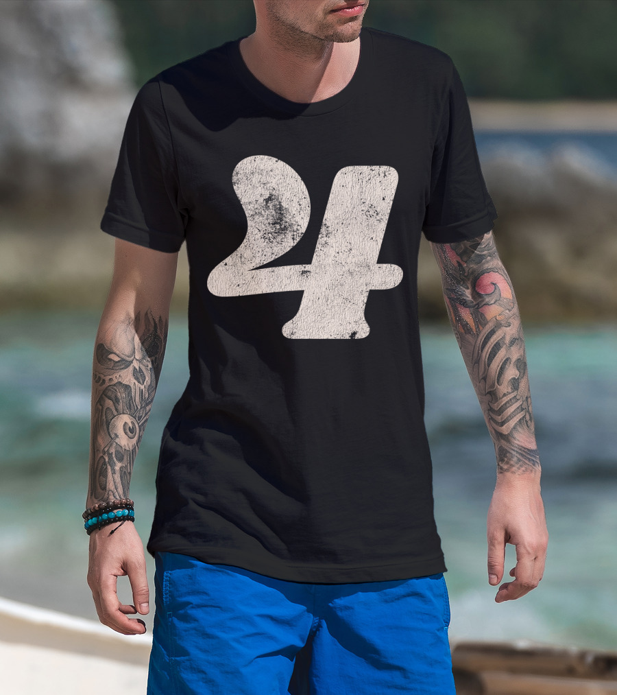 Vintagestyle Textured 24 Number Four T-Shirt
