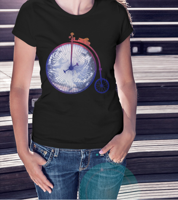 Vintage World Bicycle Traveler Earth Penny-Farthing T-Shirt