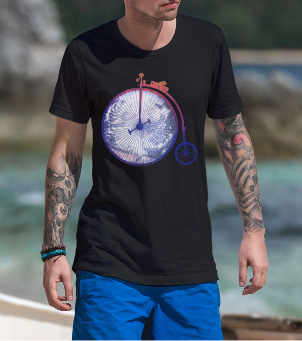 Vintage World Bicycle Traveler Earth Penny-Farthing T-Shirt