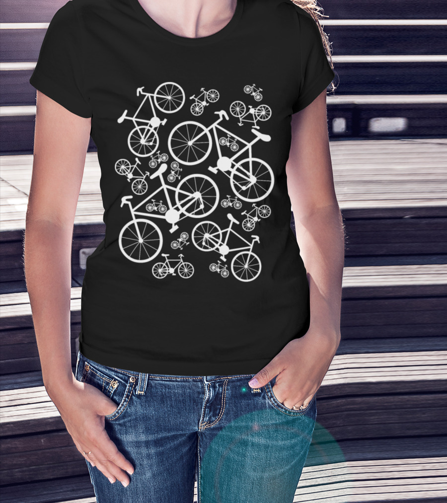 White Bicycles Big And Small T-Shirt