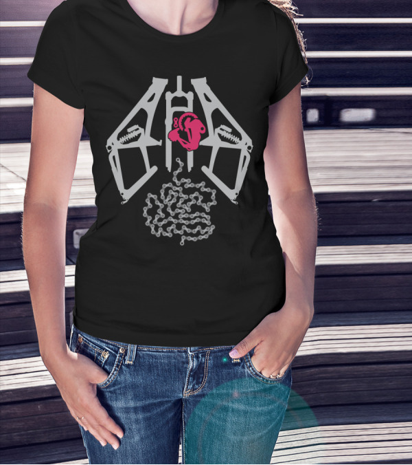 XRay MTB Suspension Anatomy With Cyclist And Bike Chain T-Shirt