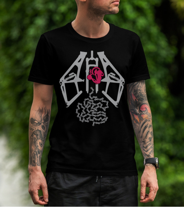 XRay MTB Suspension Anatomy With Cyclist And Bike Chain T-Shirt