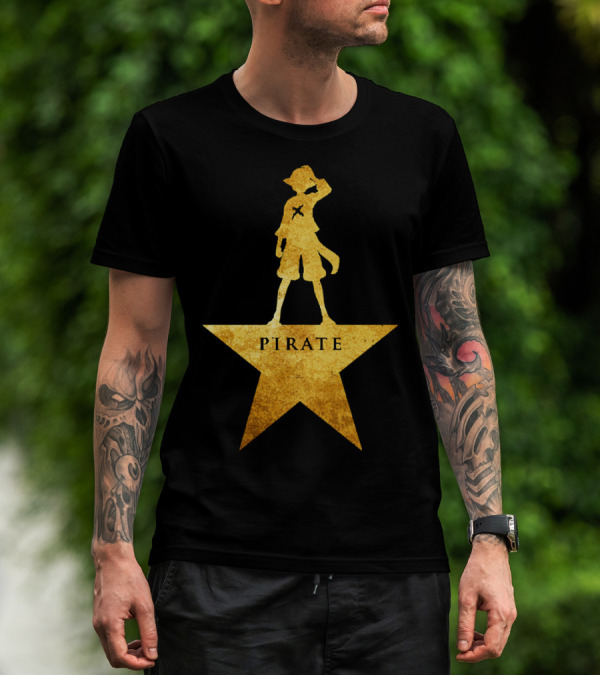 Pirate Star Gold Silhouette One Piece Luffy T-Shirt