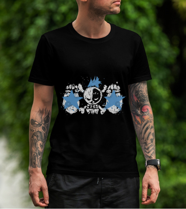 Franky Jolly Roger Skull With Blue Stars And Crown T-Shirt