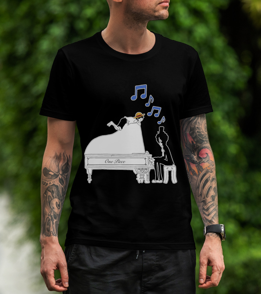 One Piece Luffy And Brook Piano Music Notes T-Shirt