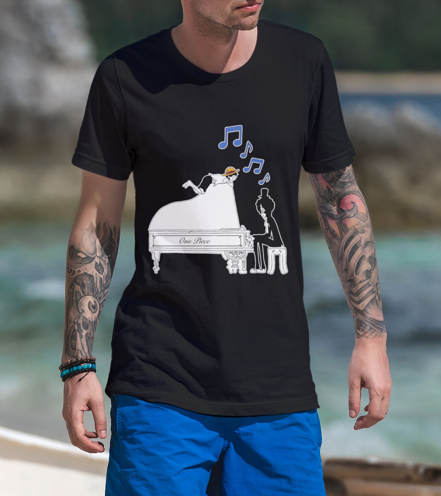 One Piece Luffy And Brook Piano Music Notes T-Shirt