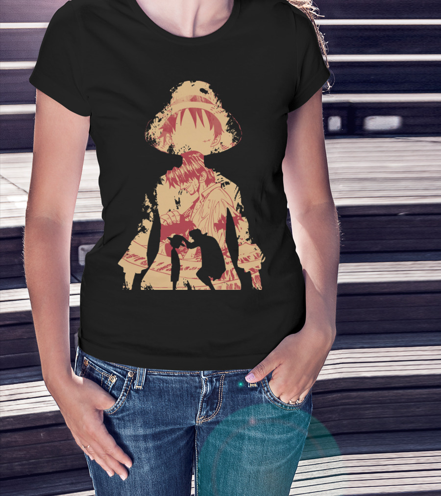 Luffy Shanks Silhouette Straw Hat Mentorship Scene T-Shirt