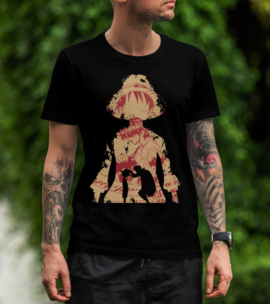 Luffy Shanks Silhouette Straw Hat Mentorship Scene T-Shirt