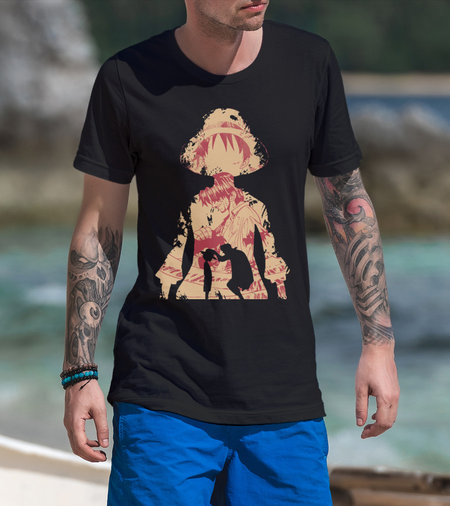 Luffy Shanks Silhouette Straw Hat Mentorship Scene T-Shirt