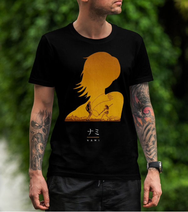 One Piece Nami Silhouette With Luffy And Nami Scene T-Shirt