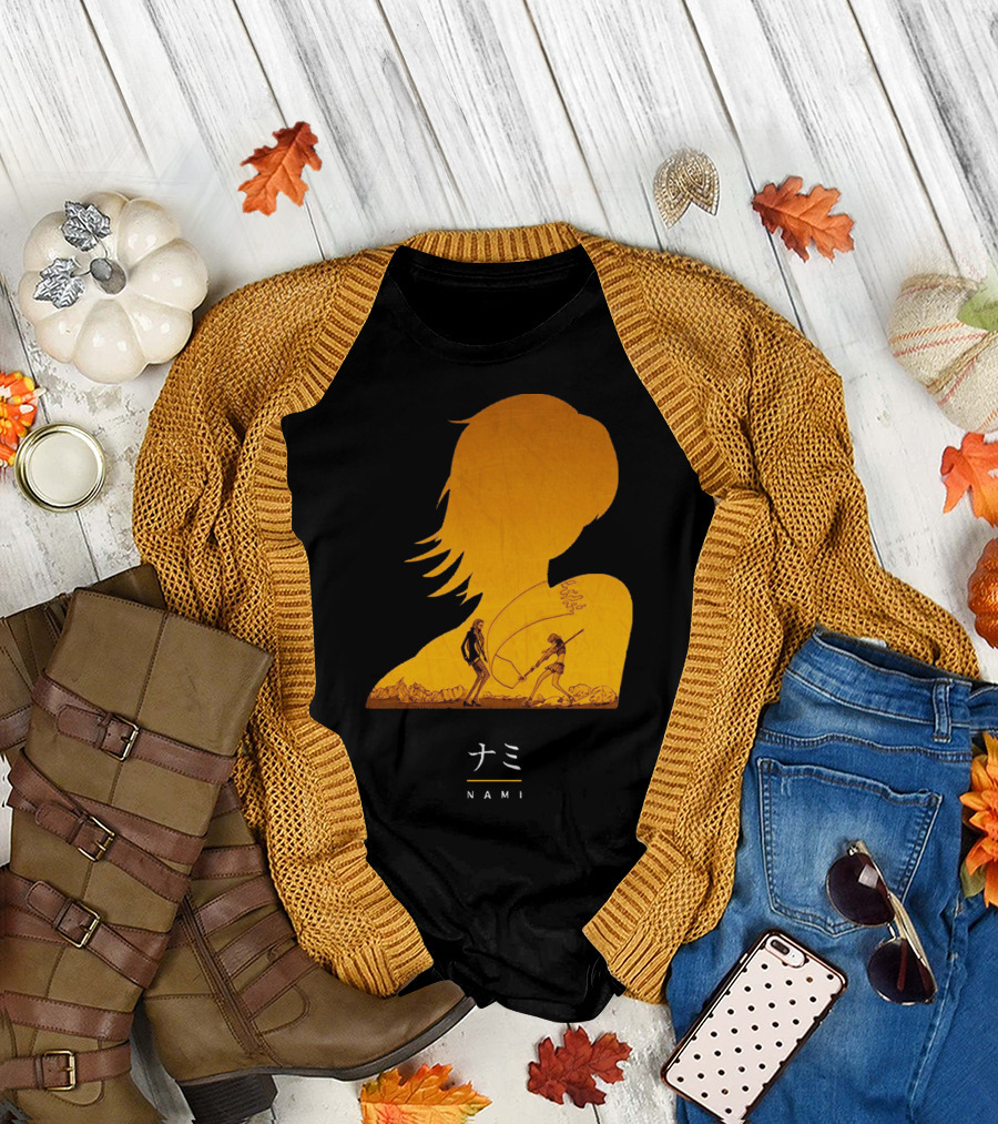 One Piece Nami Silhouette with Luffy and Nami Scene T-Shirt
