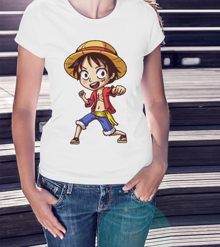 Luffy Chibi One Piece Straw Hat Pirate Anime Character T-Shirt