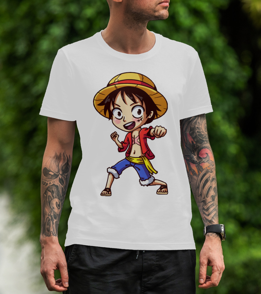 Luffy Chibi One Piece Straw Hat Pirate Anime Character T-Shirt
