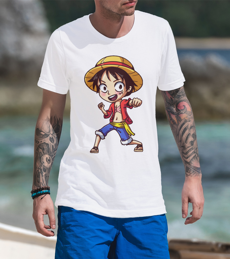 Luffy Chibi One Piece Straw Hat Pirate Anime Character T-Shirt
